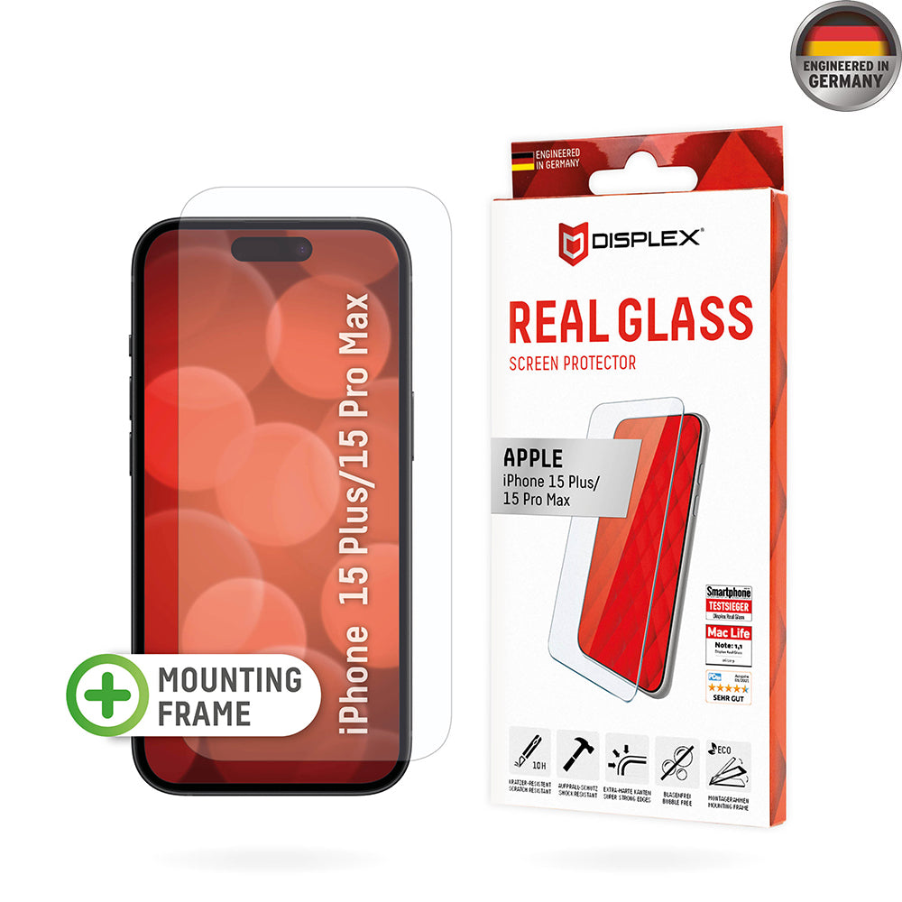 Film para pantalla - Displex - Premium Real Glass 2D (iPhone y Samsung) KIT de fácil aplicación incluido