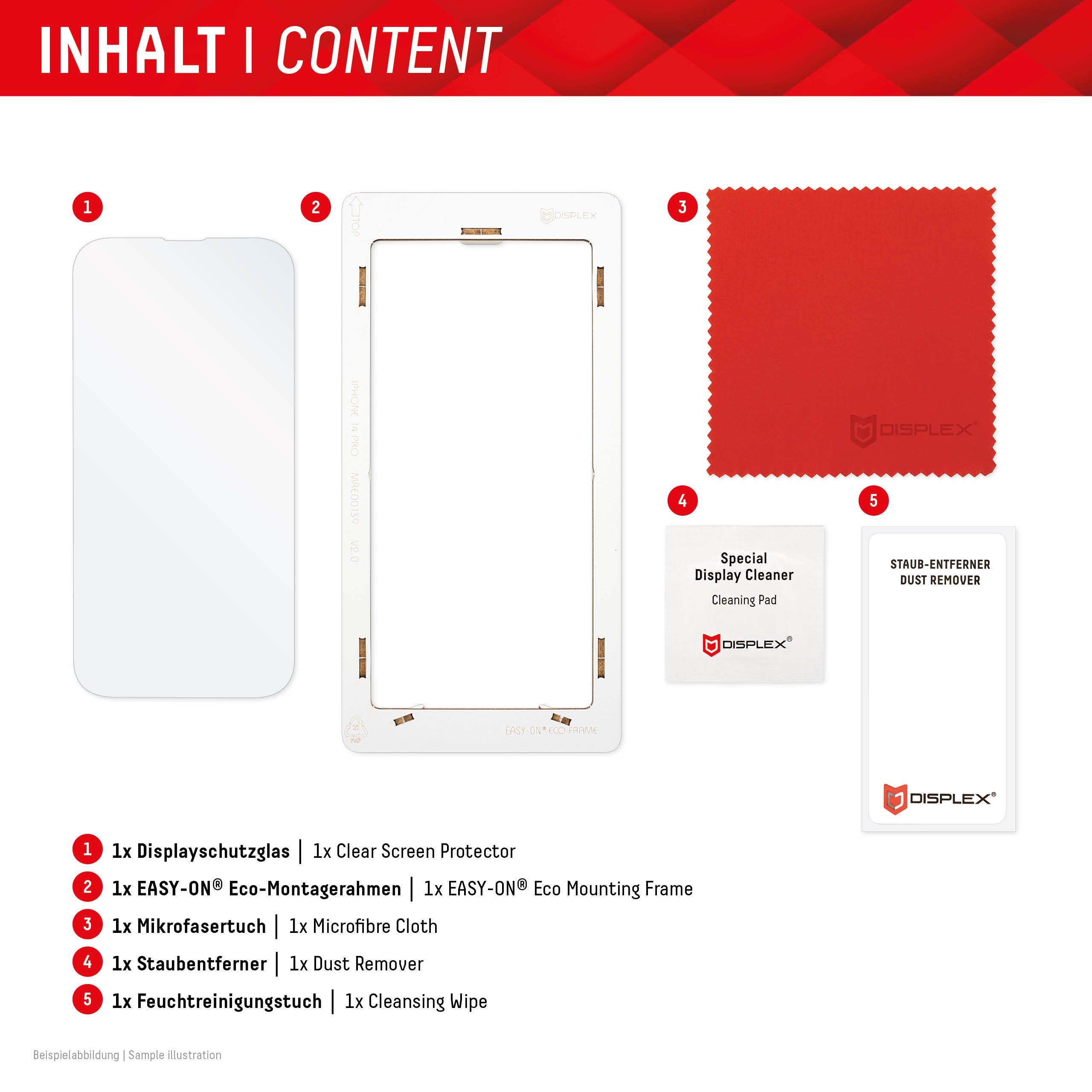 Film para pantalla - Displex - Premium Real Glass 2D (iPhone y Samsung) KIT de fácil aplicación incluido